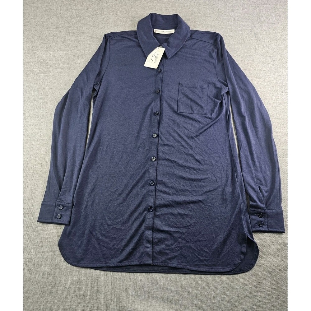 Peruvian Connection Jersey Flamé Slub Knit Soft Cotton Button Down Shirt  Small